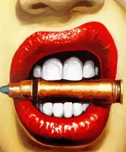 Lips Biting Bullet Diamond Painting