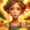 Little Girl And Sunflower Diamond Painting