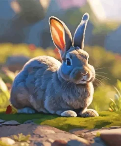 Lonely Grey Hare Diamond Painting