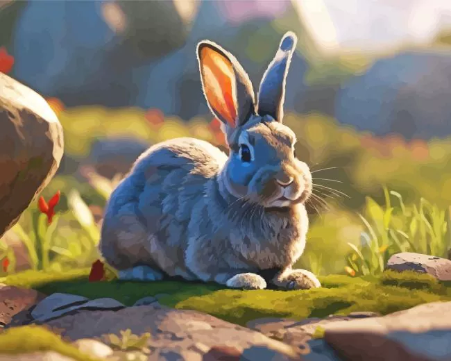 lonely grey hare Diamond By Numbers Lonely Grey Hare Diamond Painting