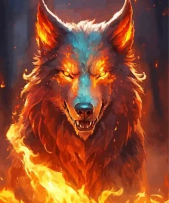 Mad Fire Wolf Diamond Painting