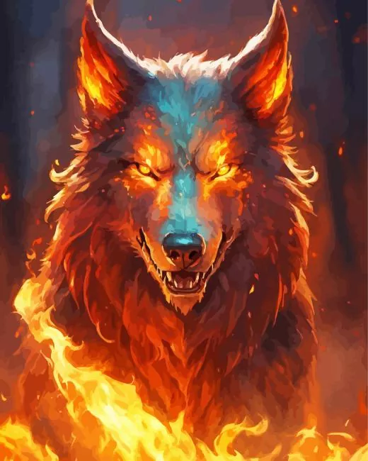 mad fire wolf Diamond Paintings Mad Fire Wolf Diamond Painting