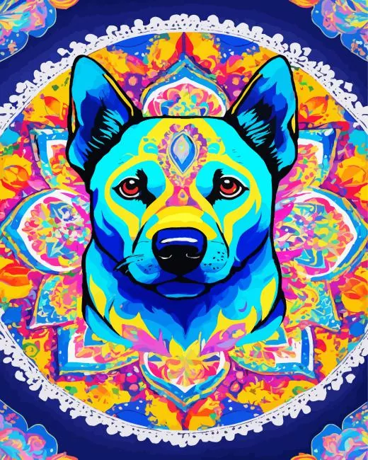 mandala dog Diamond With Numbers Mandala Dog Diamond Painting