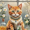 Orange Cat In Window Diamond Painting