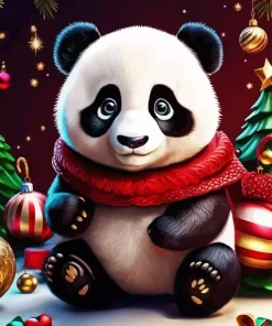 Panda Celebrating Christmas Diamond Painting