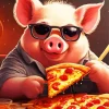 Pig Eating Pizza Diamond Painting