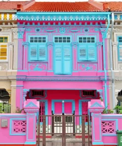 Pink And Blue House Diamond Painting