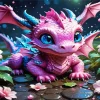 Pink Dragon Baby Diamond Painting