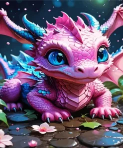 Pink Dragon Baby Diamond Painting