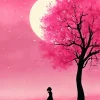 Pinky Girl And Moon Diamond Painting