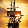 Pirate Ship Silhouette Diamond Painting