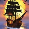 Pirate Ship Silhouette Art Diamond Painting