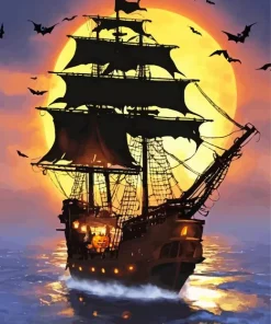 Pirate Ship Silhouette Art Diamond Painting