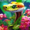Pit Viper With Flowers Diamond Painting