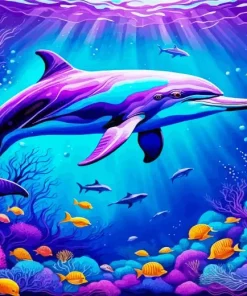 Purple Dolphin Fish Diamond Painting