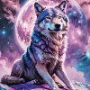 Purple Galaxy Wolf Diamond Painting