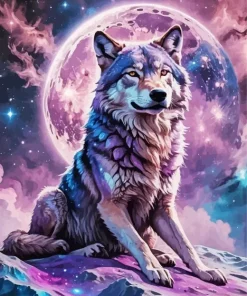 Purple Galaxy Wolf Diamond Painting