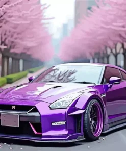 Purple Nissan Gtr Car Diamond Painting