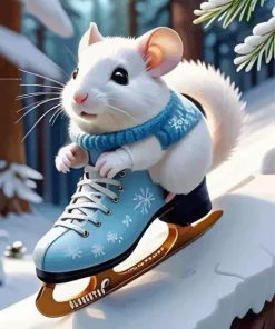 Rat Skiing In Snow Diamond Painting