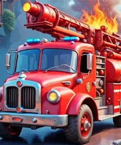 Red Fire Truck Art Diamond Painting