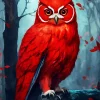 Red Owl With Red Eyes Diamond Painting