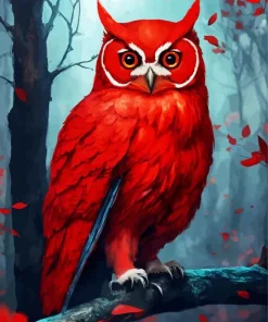 Red Owl With Red Eyes Diamond Painting