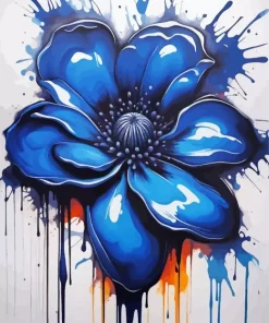 Splash Blue Flower Diamond Painting