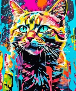 Splash Pop Art Cat Diamond Painting