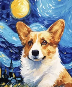 Starry Night Corgi Diamond Painting
