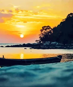 Sunset Boat Diamond Painting