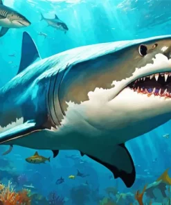 The Hunter Of Sea White Shark Diamond Painting