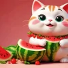 Watermelon Cat Diamond Painting