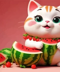 Watermelon Cat Diamond Painting