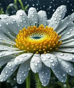 White Flower And Water Drops Diamond Painting