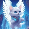 White Flying Cat Art Diamond Painting