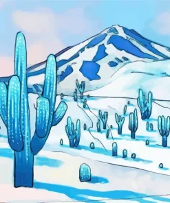 White Frozen Cactus Diamond Painting