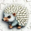 White Hedgehog Diamond Painting