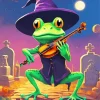 Witchy Frog Playing Violin Diamond Painting