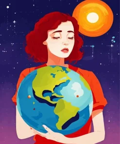 Woman Hugging Earth Diamond Painting