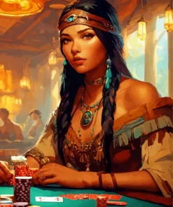 Woman Playing Cards Diamond Painting