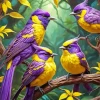 Yellow And Purple Birds Diamond Painting