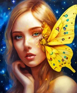 Yellow Face Art Butterfly Art Diamond Painting