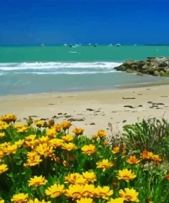 Yellow Flowers On The Beach Diamond Painting