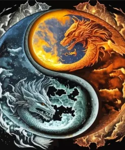 Yin Yang Dragon Diamond Painting