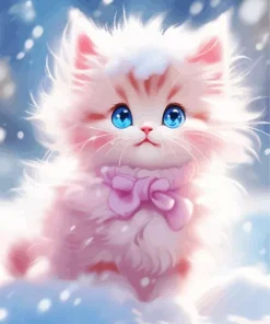 Adorable Pink Cat Diamond Painting