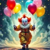 Baby Clown Holding Balloons Diamond Painting