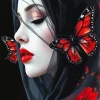 Black And Red Butterflies On Woman Diamond Painting