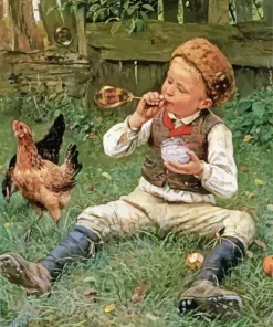 Boy Blowing Bubbles Diamond Painting