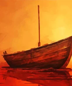Brown Boat Art Diamond Painting