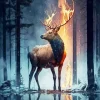 Burning Buck Antlers Diamond Painting
